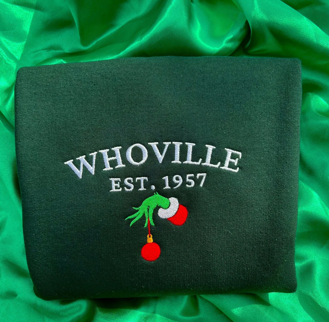 Whoville Grinch University Embroidered Sweatshirt