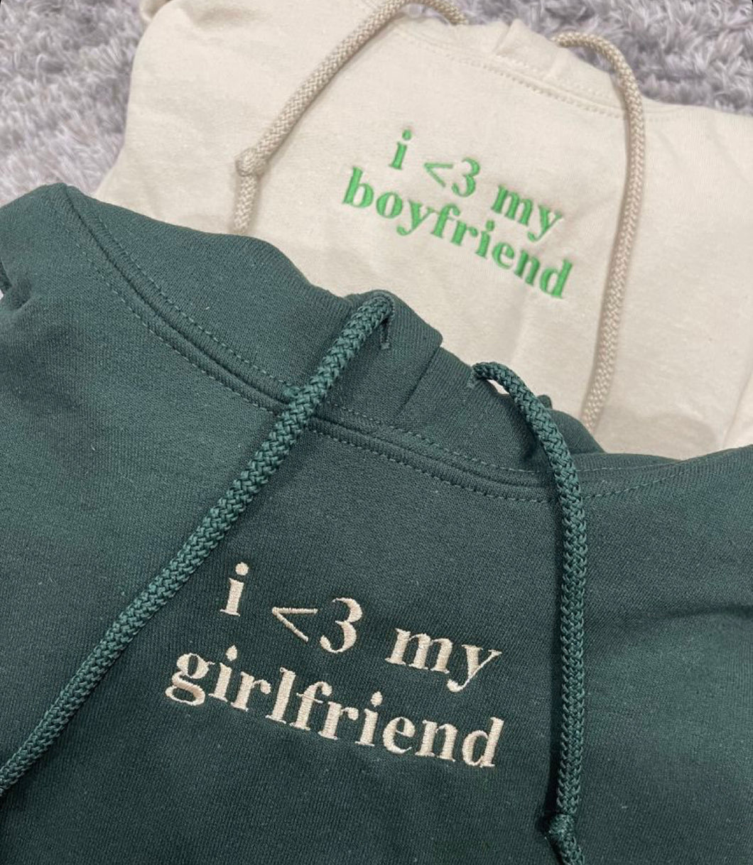 I <3 my boyfriend/girlfriend Embroidered Sweatshirt
