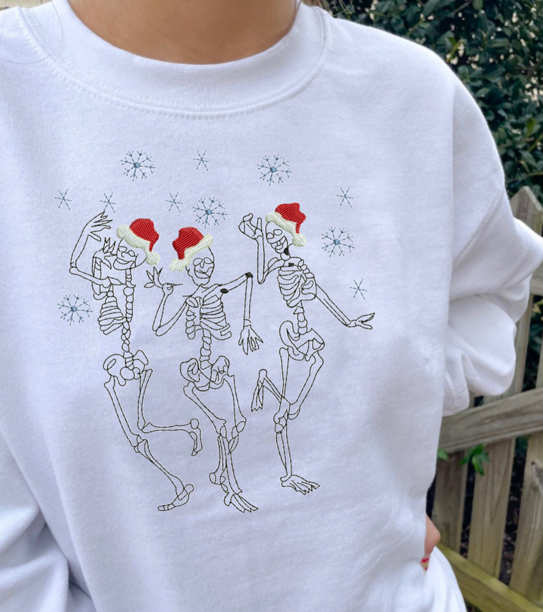 Santa Skeletons Embroidered Sweatshirt