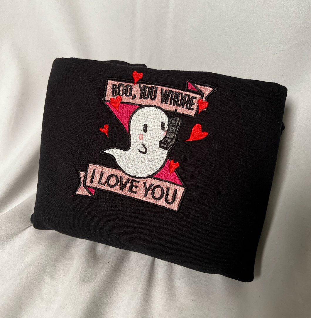 Boo I Love You Embroidered Sweatshirt